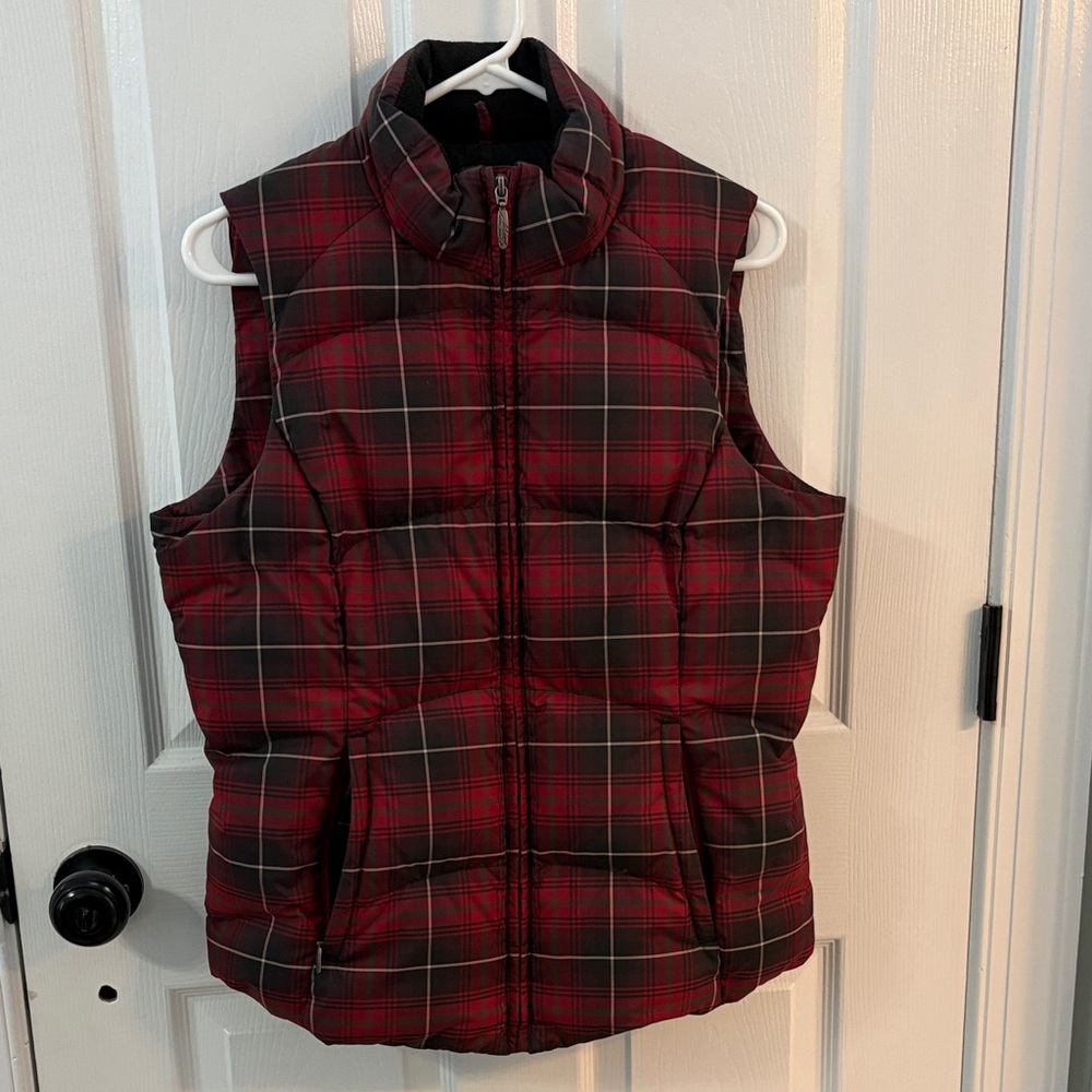Eddie Bauer Red and Black Plaid Vest